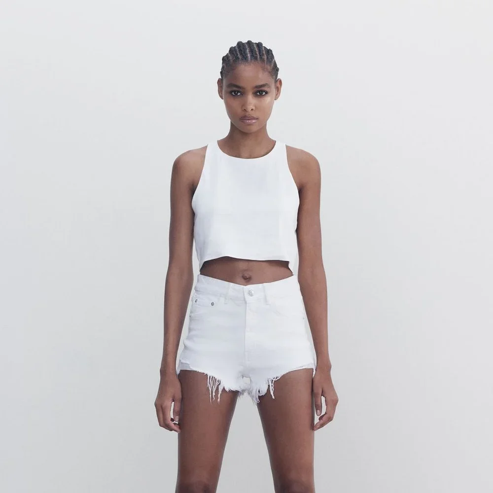 NWT Zara US 6 Whiskey Hi Rise Denim Shorts - Picture 1 of 3